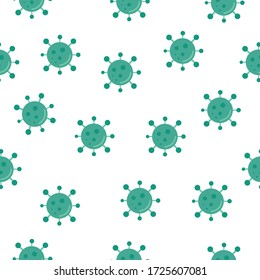 Covid-19 Coronavirus green bacteria on white  background