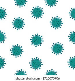 Covid-19 Coronavirus green bacteria seamless pattern on white background