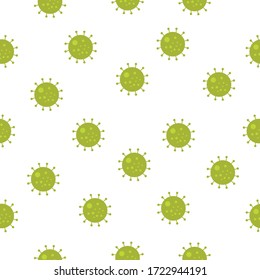 Covid-19 Coronavirus green bacteria seamless pattern on white background 