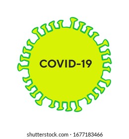Covid-19 coronavirus hand drawn vector illustration in cartoon comic style green colors background for prints poster cards