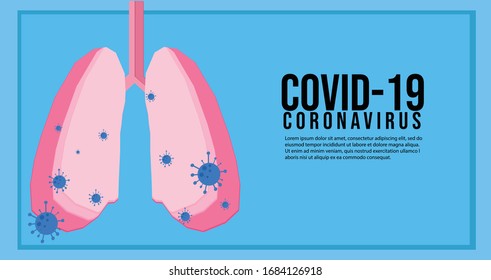 Covid19 or Coronavirus. Human lungs.Pandemic medical health risk, immunology, virology, epidemiology concept.