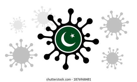 Covid-19 coronavirus icon and pakistan flag