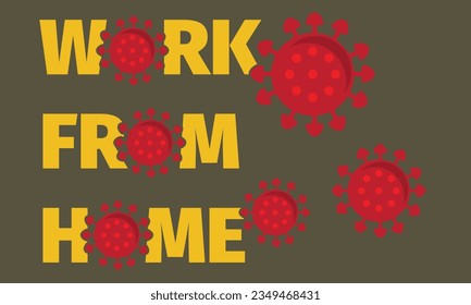 COVID-19 coronavirus illustration concept. The company allows employees to work from home to avoid the virus. Vector illustration. Work from home banner