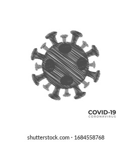 Covid-19 coronavirus illustration isolated on white background. sketch design style. logo design template.