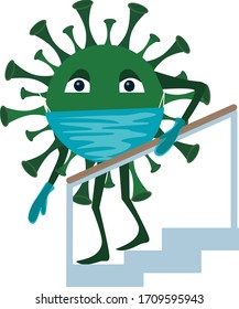 Covid-19 Coronavirus. Infection. Logo design. Quarantine. Compliance with hygiene rules. Vector illustration of a dangerous virus. Cartoon style