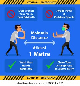 Covid-19 CoronaVirus infographic banner. Do and don't for covid-19 emergency.