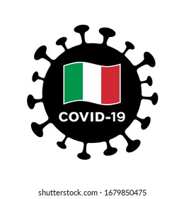 COVID-19 coronavirus and Italy flag. Vector illustration