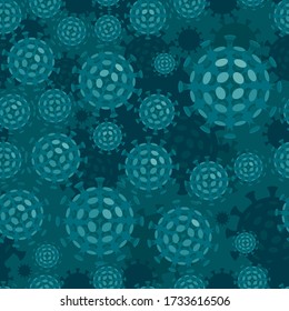Covid-19 coronavirus macro closeup vector illustration seamless pattern background