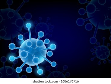 Covid-19, Coronavirus (nCoV) is a single-stranded RNA virus, blue virus background.