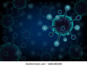 Covid-19, Coronavirus (nCoV) is a single-stranded RNA virus, blue virus background.