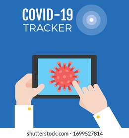 Covid-19 or Coronavirus news tracker application on mobile vector illustration