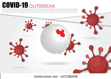 Covid-19 Coronavirus Outbreak concept illustrate with World globe Asia-China map infographics. China pathogen respiratory coronavirus 2019-nCoV originating in Wuhan,