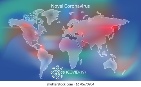 COVID-19 Coronavirus outbreak and coronaviruses influenza background as dangerous flu strain cases as a pandemic medical health risk - world map poster concept with disease cells icon abstract vector