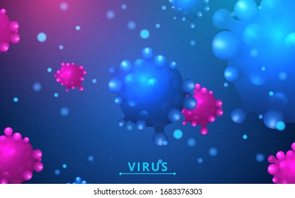 covid-19, coronavirus outbreak, virus floating in a cellular environment. Vector Illustration