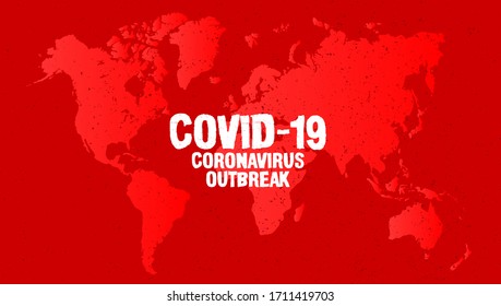 Fondo del cartel de diseño del vector de ilustración del mapa mundial de brotes de coronavirus COVID-19 