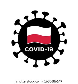Bandera del coronavirus COVID-19 y Polonia. Ilustración del vector
