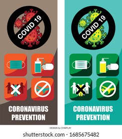 COVID-19 CORONAVIRUS PREVENTION vector design template concept