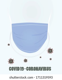 Covid 19- Coronavirus und Schutzmaske. Vektorillustration