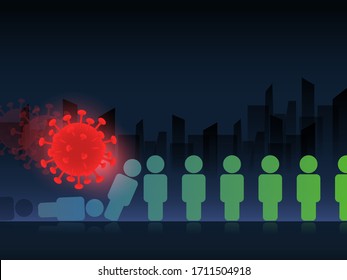 COVID-19 CoronaVirus push Peoples Domino effect impact on global Business and SME or Startup economy crisis and stock markets down and falling.
