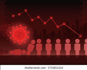 COVID-19 CoronaVirus push Peoples Domino effect impact on global Business and SME or Startup economy crisis and stock markets down and falling.