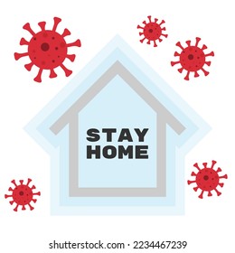Covid-19 coronavirus quarantine campaign flat design. Stop coronavirus, keep calm, stay safe! 