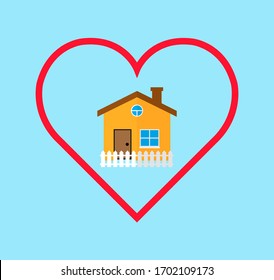 Covid-19 coronavirus quarantine campaign of stay at home flat design. stay home isolated flat icon, heart, home sticker symbol vector. Stay Home Sticker and Icon, Coronavirus, Quarantine. 