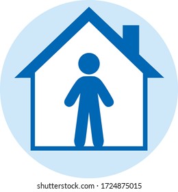 Covid-19 coronavirus quarantine campaign of stay at home flat design. Stay home pictogram. Stop coronavirus vector illustration.