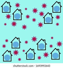 Covid-19 coronavirus quarantine concept. Stop coronavirus, keep calm & stay safe. Stay at home vector illustration.