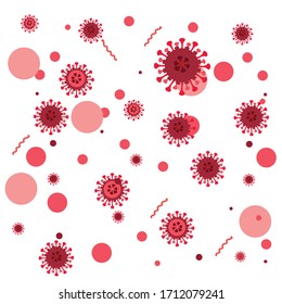 Covid-19 Coronavirus red bacteria vector illustration  pattern on white background