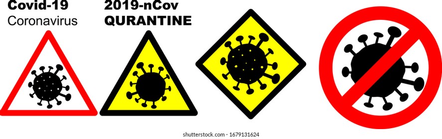 Covid-19 Coronavirus signs. Coronavirus disease named COVID-19, dangerous virus