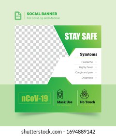 covid-19 coronavirus social media post template banner design colorful and creative