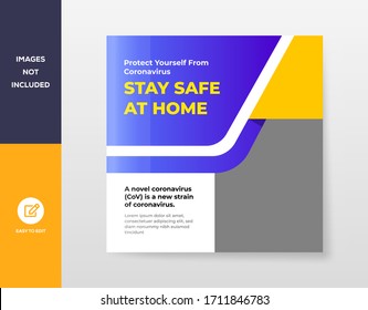 Covid-19 coronavirus social media post banner template