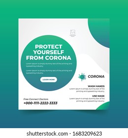Covid-19 Coronavirus Square Flyer & Social Media Post  
