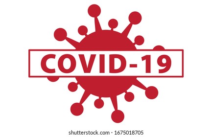 Covid-19 - Coronavirus symbol with inscription (red and white vector graphic design)