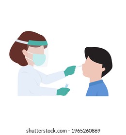 Covid-19 coronavirus testing by a Doctor or Nurse,medical professional staff takes a covid test from a man