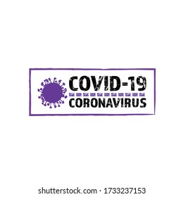COVID-19 Coronavirus textured typography with purple virus icon in purple vector on isolated white background