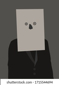 Covid-19 or Coronavirus Uncertain person with paper mask. The face can change eyes. Cute concept.