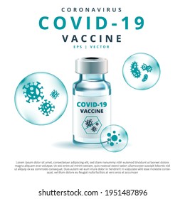 Covid-19 coronavirus vaccine realistic vector illustration