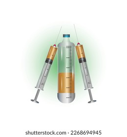 Covid-19 coronavirus vaccine. Syringe and vaccine vial flat icons. Treatment for coronavirus covid-19. Isolated vector illustration. vaccine vector