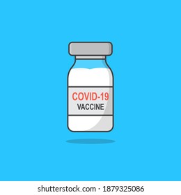 Covid-19 Coronavirus Vaccine Vector Icon Illustration. Bottle Of Vaccine Flat Icon. Vaccine Vial