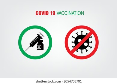 Covid-19 coronavirus vaccine. vector illustration Stop covid-19 and  get vaccinated icon design