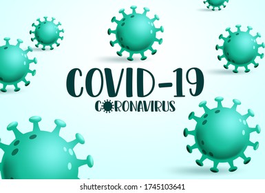 Covid19 coronavirus vector background concept. Covid-19 coronavirus text in space with green global ncov viral infection disease. Vector illustration.