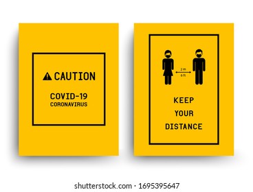 COVID-19 Coronavirus Vector Icon With Social Distance Concept. Keep Your Distance.