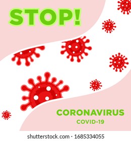 Icono de signo vectorial COVID-19 Coronavirus aislado en fondo blanco. Detener el brote de COVID-19.