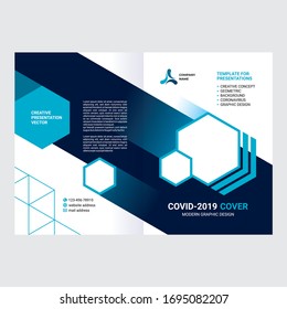 Covid-19 cover design, geometric background for booklet, leaflet, book