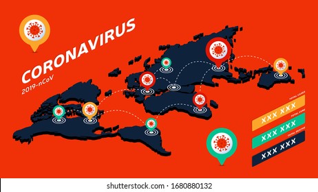 Covid-19, Covid 19 Isometric World Map Confirmed Cases, Cure, Deaths Report Worldwide Globally. Coronavirus Disease 2019 Situation Update Worldwide. Maps Show Situation And Stats Background