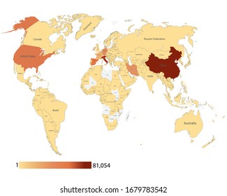 Covid-19, Covid 19 map confirmed cases report worldwide globally. Coronavirus disease 2019 situation update worldwide. Maps show where the coronavirus has spread, graphic on white background.
