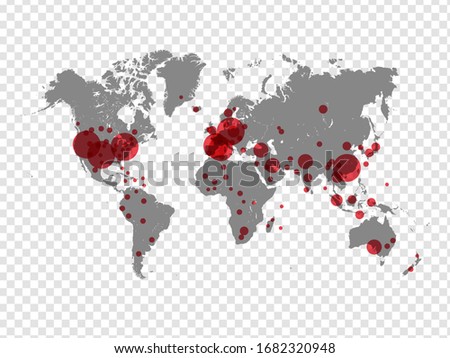 Covid-19, Covid 19 map confirmed cases report worldwide globally. Coronavirus disease 2019 situation update worldwide. Maps show where the coronavirus has spread, graphic on transparent background.