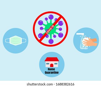 COVID-19 Crisis concept: always wash your hands, wear face mask,  clean your hands, don't shake hands, stay home for protect corona virus. Cartoon vector style for your design.