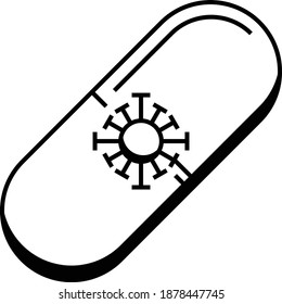 Covid-19 Cure Pill Concept, Coronavirus treatment Vaccines drugs on white background, ncov prevention supporting medicine vector icon design